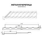 Металлочерепица МП Ламонтерра-XL (VALORI-20-Grey-0.5)